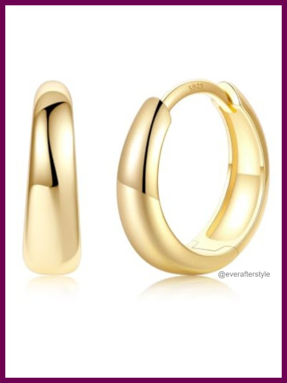 14K Gold Plated Chunky Hoop Earrings, 925 Sterling Silver Posts, Hypoallergenic